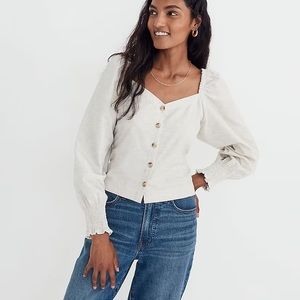 Madewell Corduroy Sweetheart Smocked-Back Top NG942